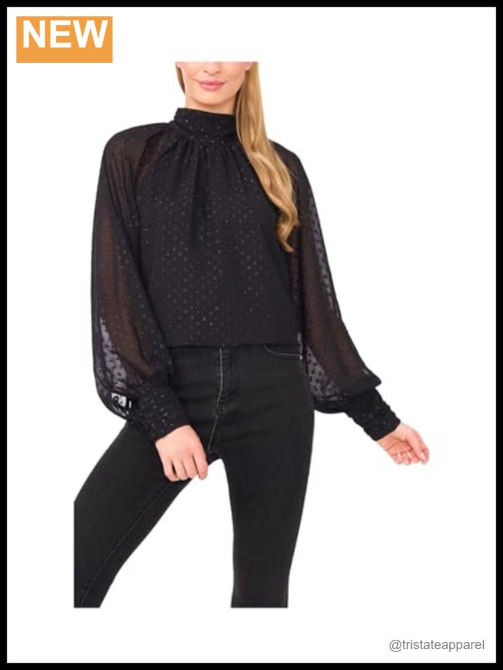 CeCe Women's Clip Dot Bow Neck Blouse Long Sleeve Button Front